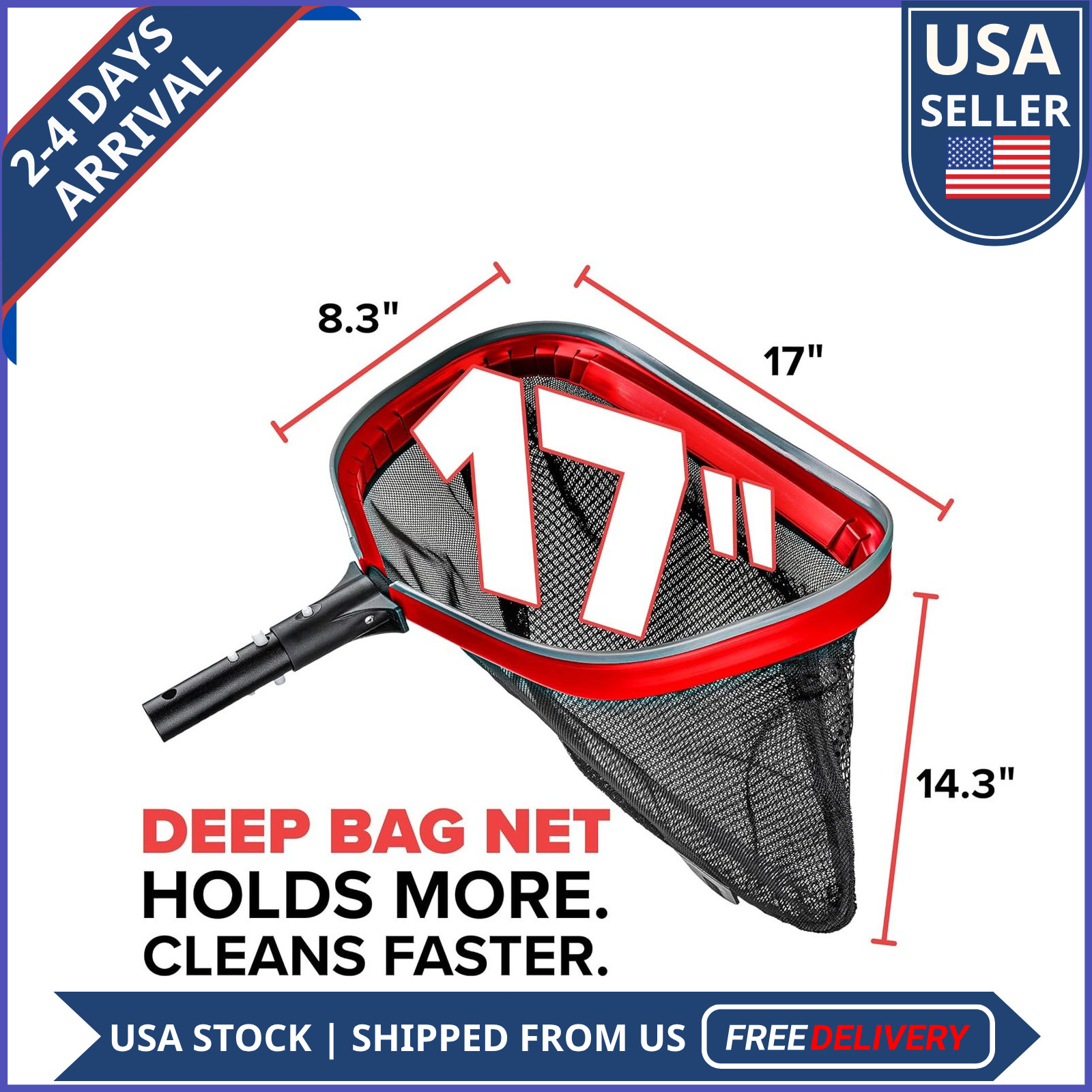 Aluminum Frame Deep Bag Pool Leaf Net Skimmer Heavy Duty Inground Above Ground L gallery