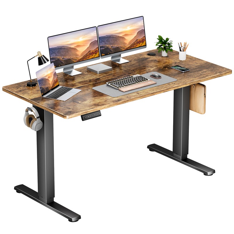 Electric Height Adjustable Standing Computer Desk with Splicing Board, Side Hook gallery