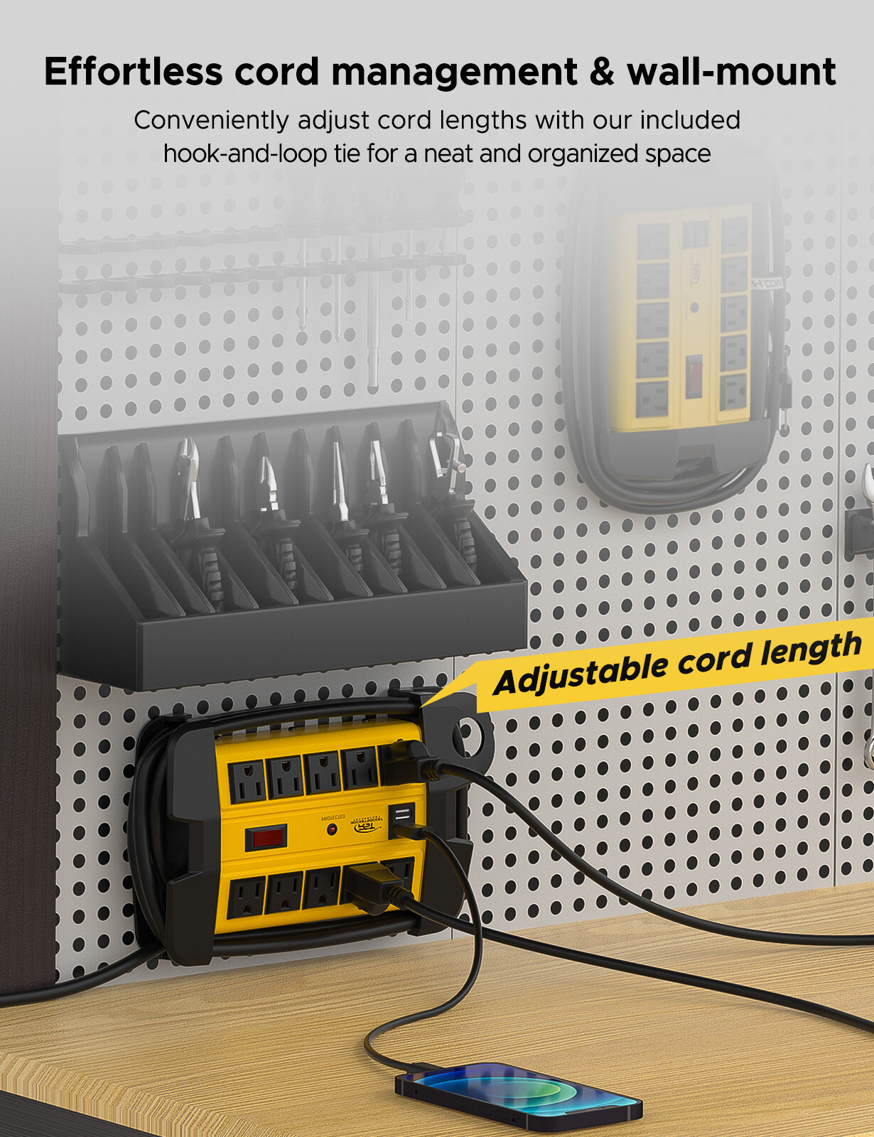 CRST 10-Outlet Heavy Duty Power Strip Surge Protector 6FT Extension Power Cord gallery