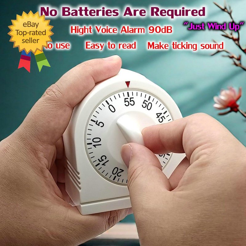 60 Minute Wind up Timer Visual Mechanical Timer with Loud Alarm Manual Countdown gallery