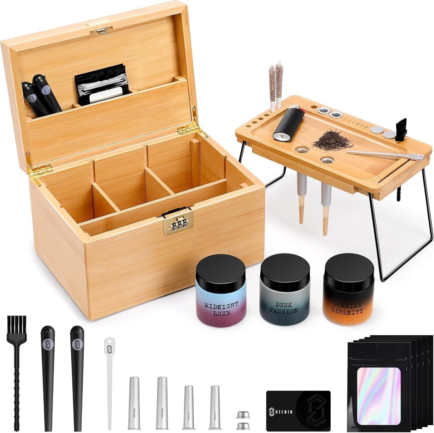 Elegant Bamboo Storage Box with Tray & Lock - Perfect Gift for All! gallery