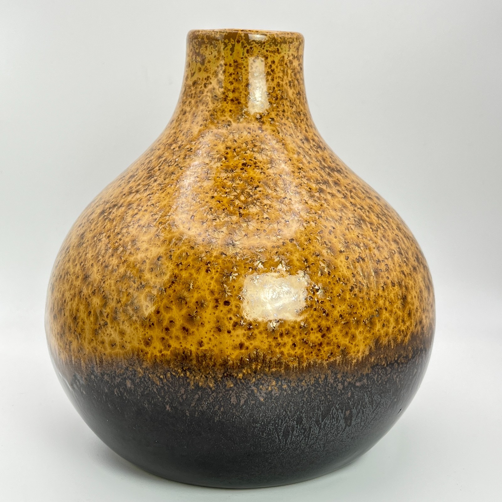 CRATE & BARREL Textured Ceramic Vase Brown Speckled Glaze Modern Decor gallery