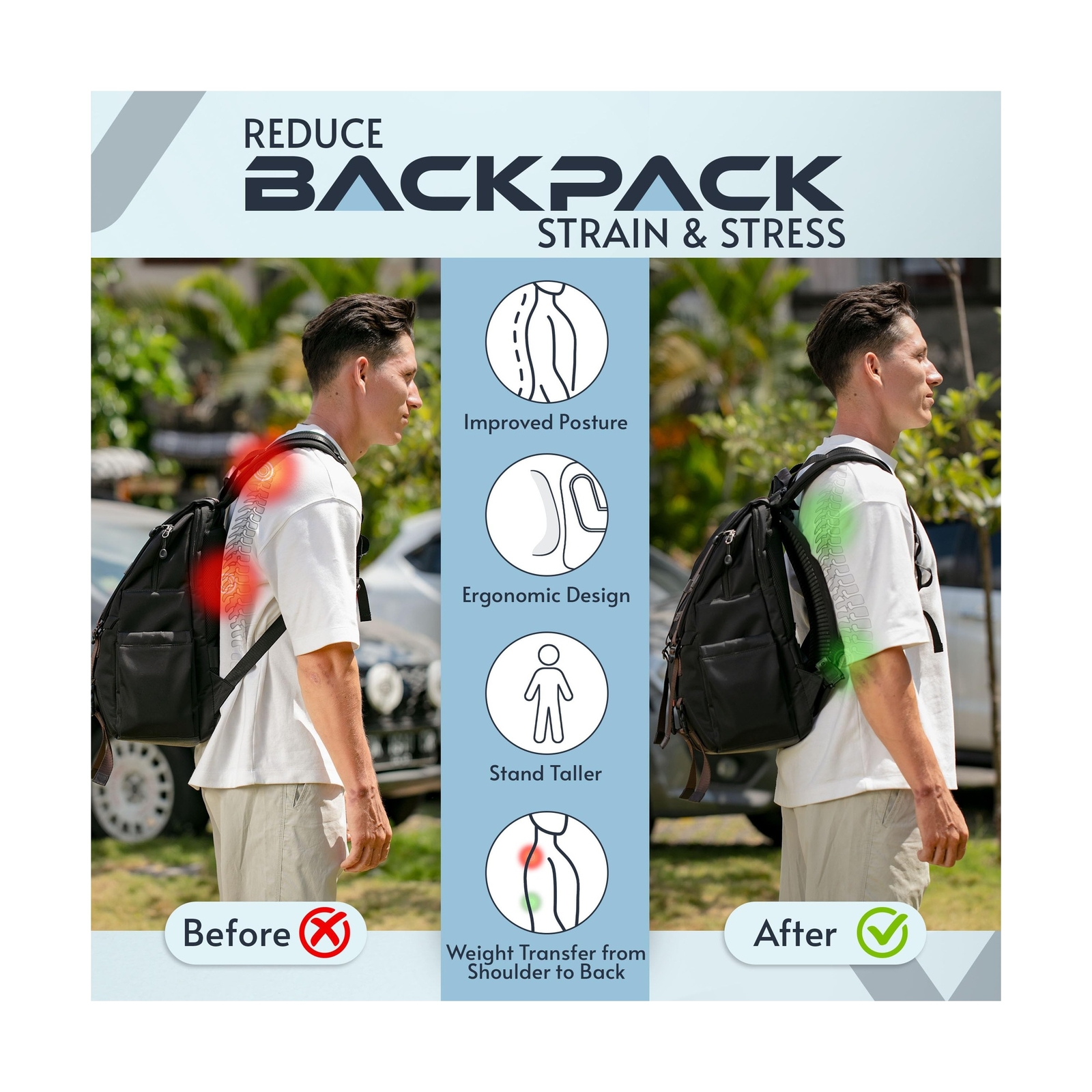 Lightweight Ventilation Backpack Spacer - Walking Backpack Frame with Breatha... 3