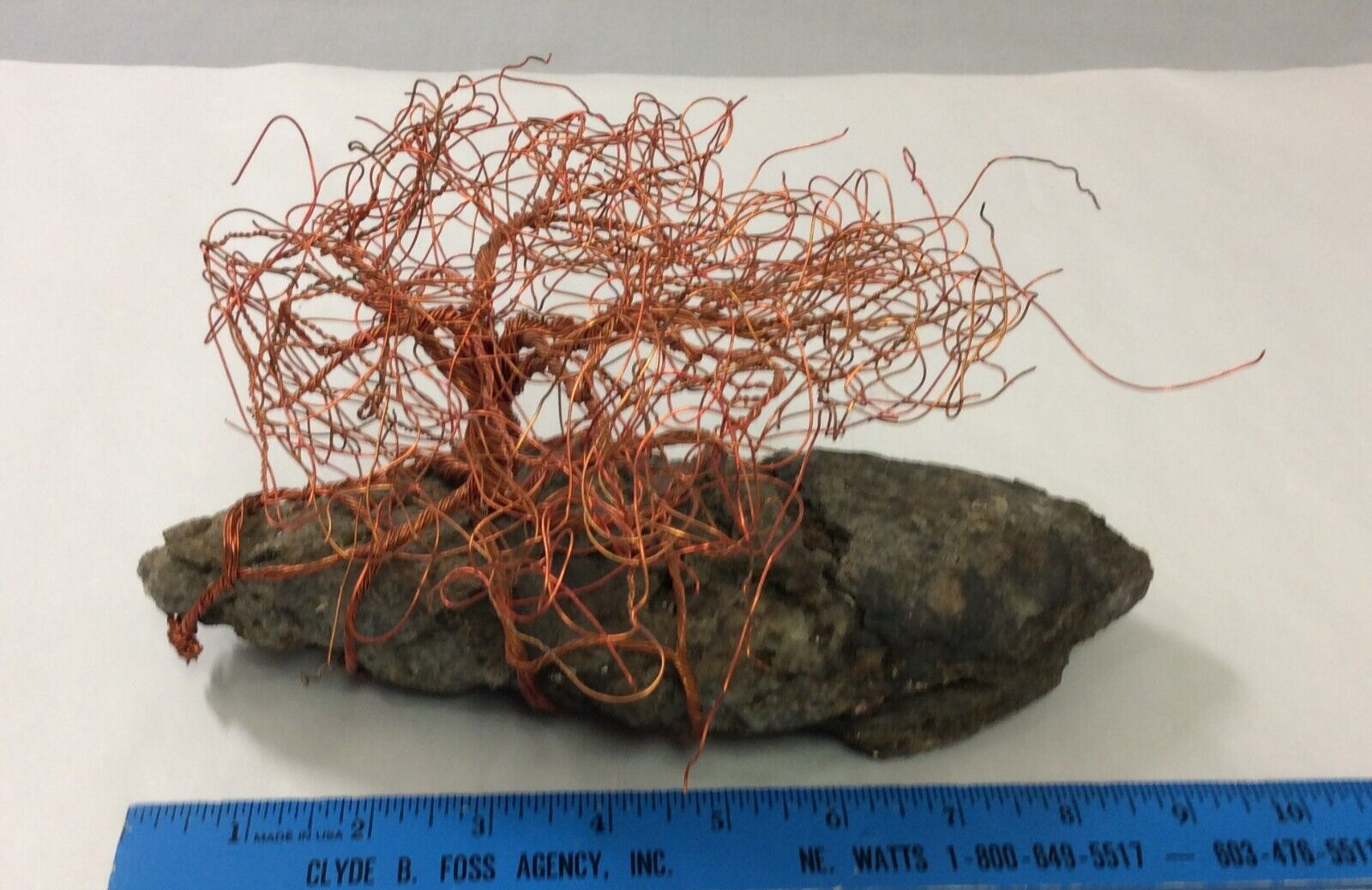 Copper Wire Art Tree Sculpture Stone Rock Base One of a Kind Home Office Decor gallery