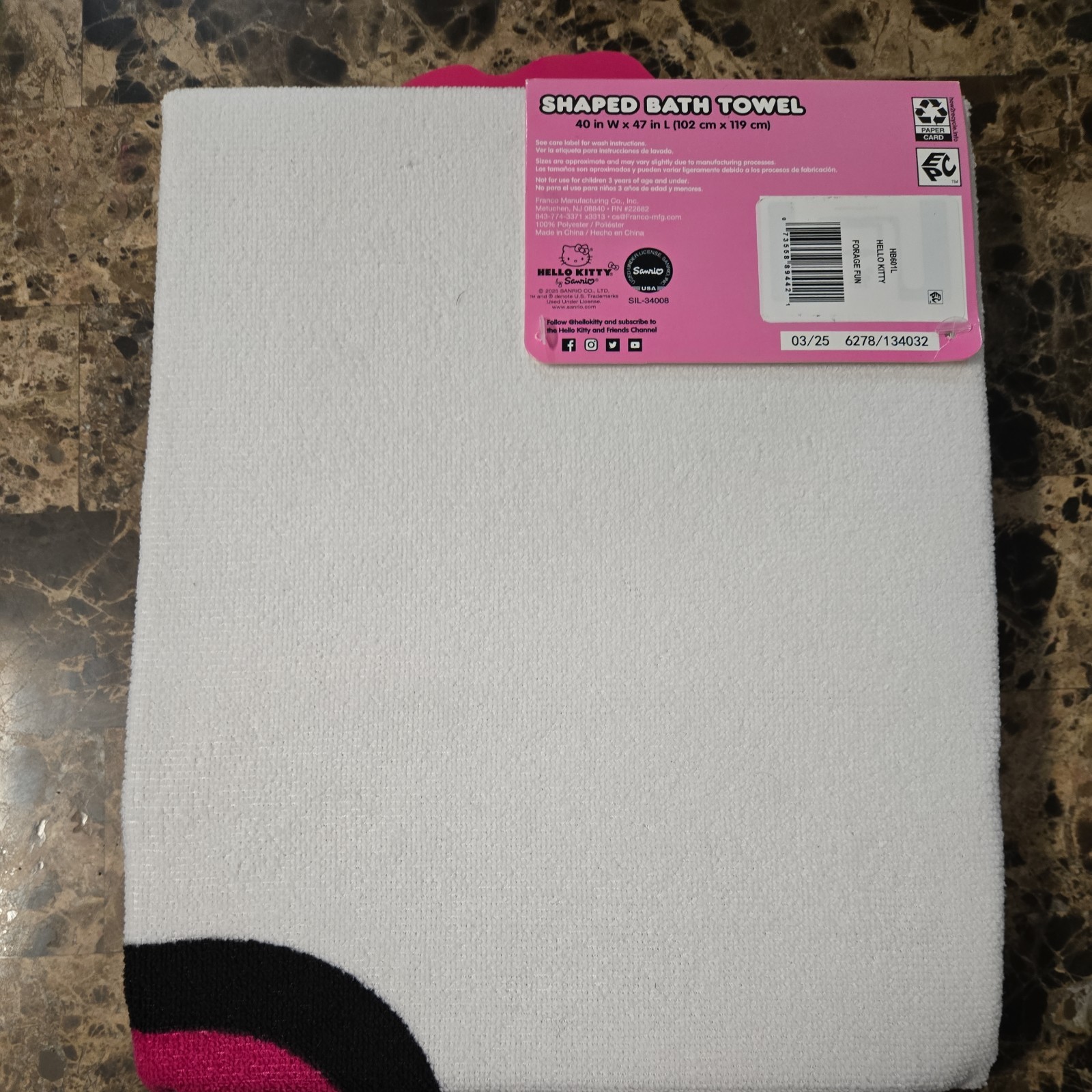 Hello Kitty Bath Towel 40 Inches × 48 Inches Long gallery