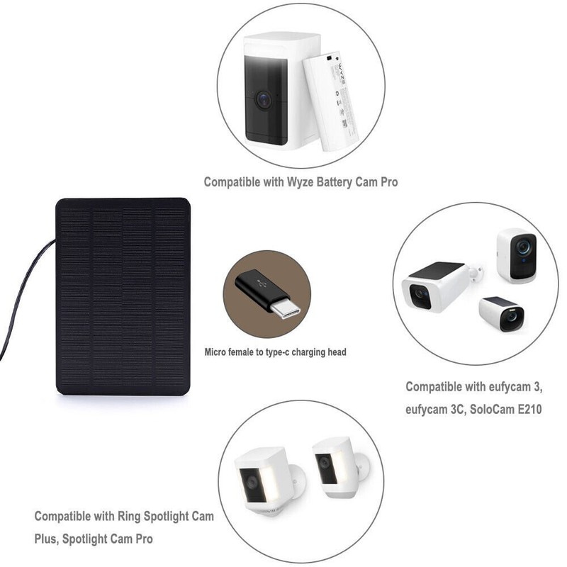 Solar Panel for Security Camera Micro USB & USB-C Port Solar Panel Adjustable gallery