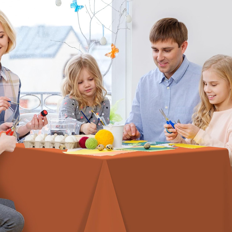 3Pcs Orange Tablecloths for Rectangle Tables,Disposable Plastic Table Cloth,Wate gallery