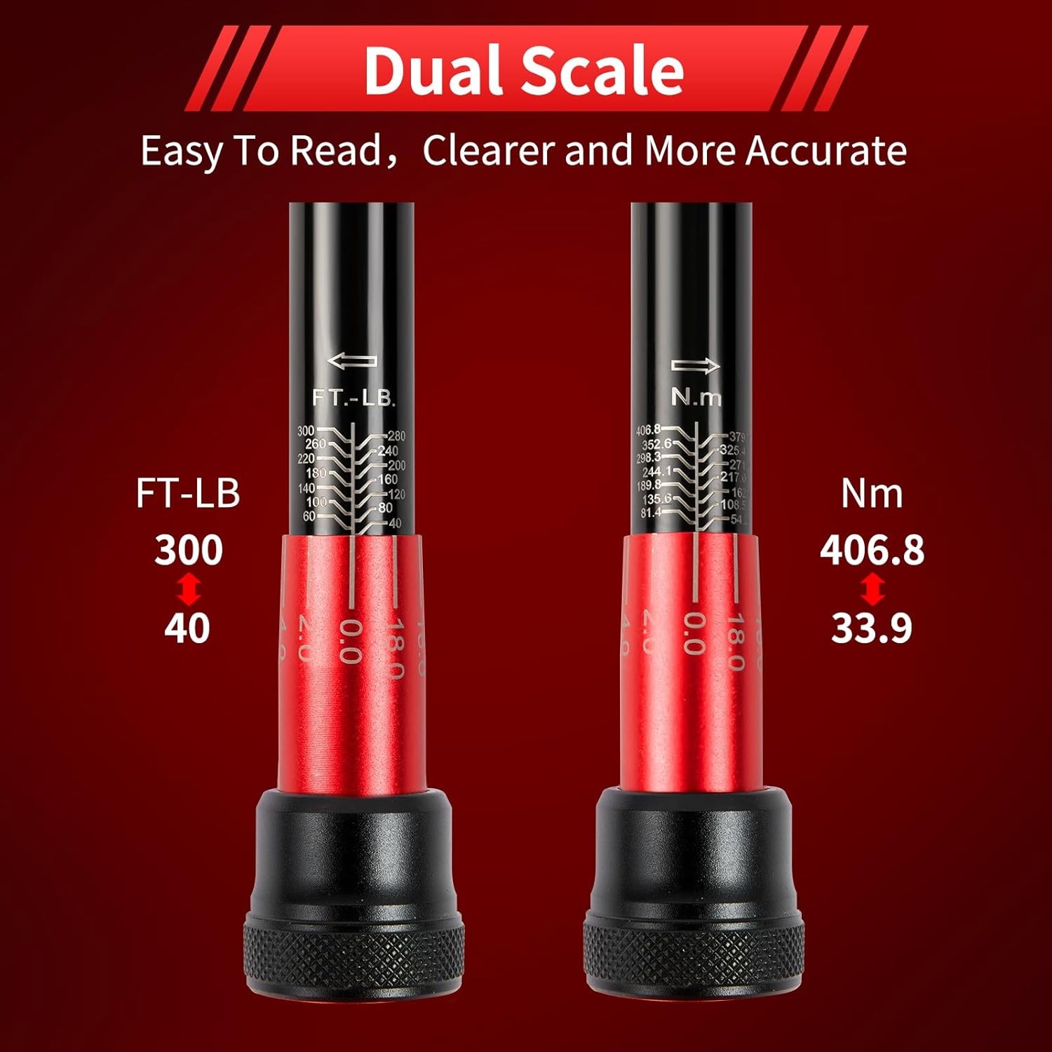 1/2" Drive Click Torque Wrench 40-300 ft-lb Dual Direction ±3% 72 Tooth gallery
