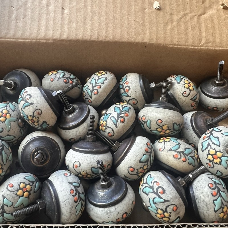28 Clay Drawer Cabinet Door Knobs Handle Pulls Ceramic Multicolored Enamel READ gallery