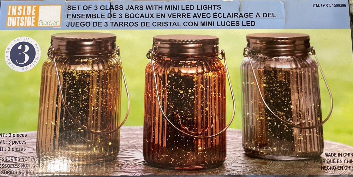 Inside Outside Garden Glass Jars with Mini LED Lights - Silver, Gold, Rose gallery