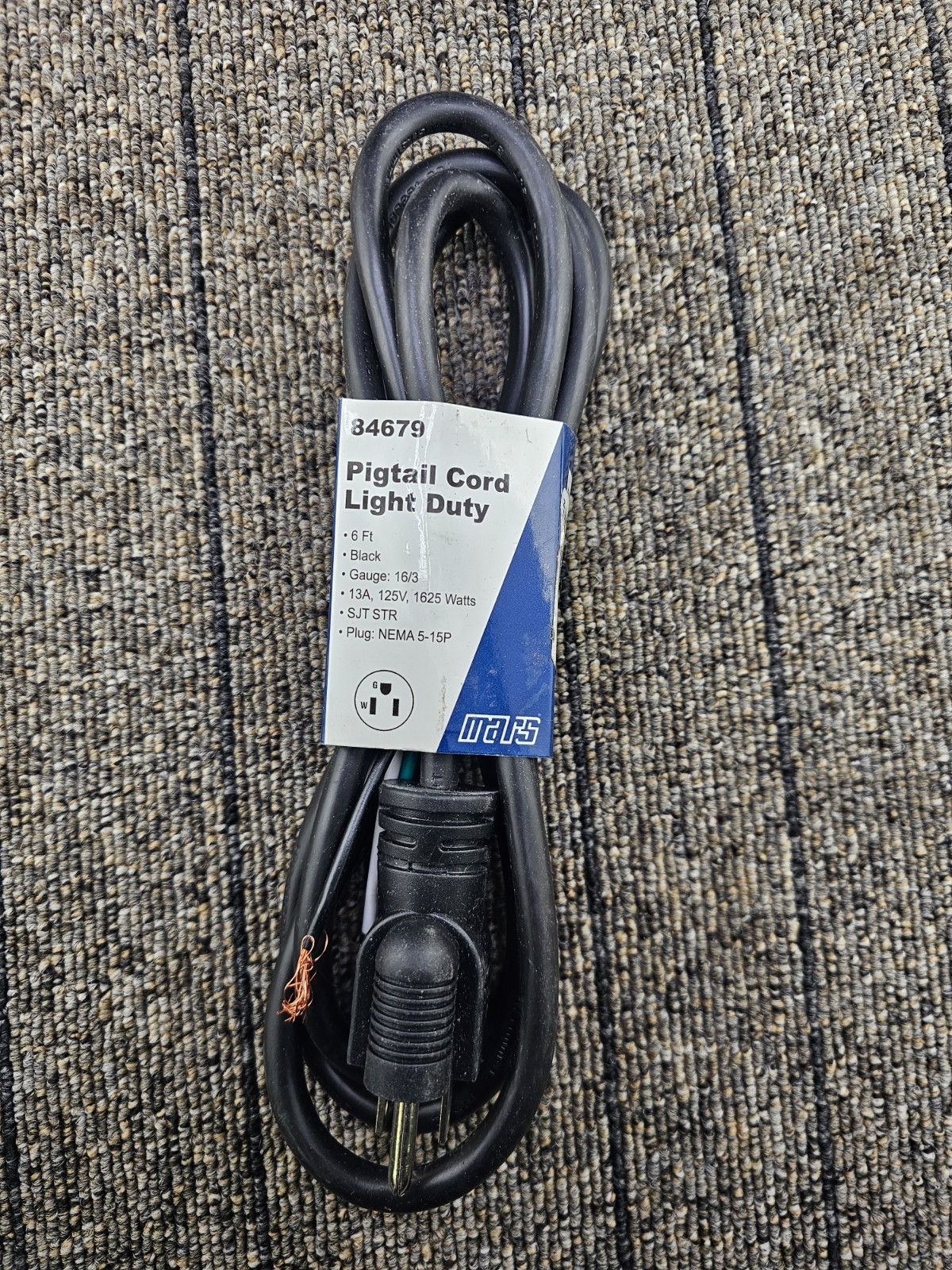 MARS 84679: 6-Foot Replacement Pigtail Appliance Power Cord - 13A, 125V, 1625W gallery