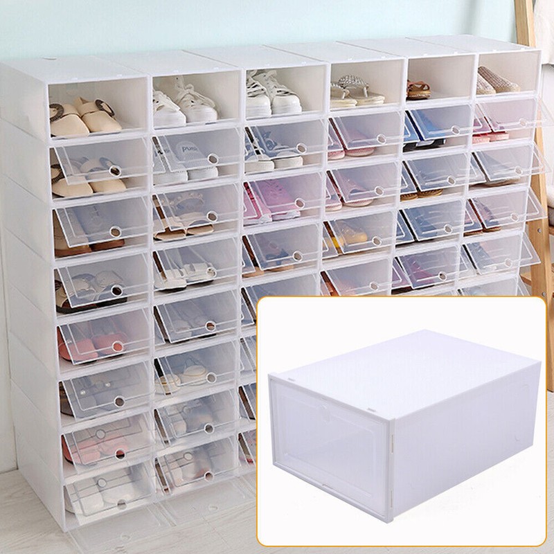 20/24* Stackable Shoe Storage Box Durable Plastic Sneaker Display Case Organizer gallery