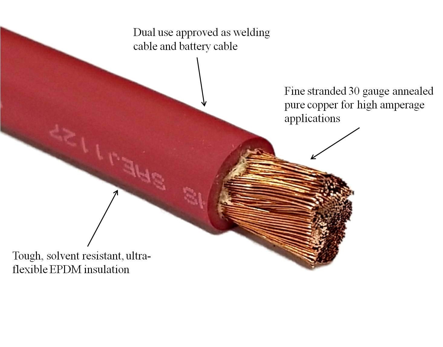 WindyNation 2/0 AWG 5ft Welding Battery Cable Black Red Copper Wire gallery
