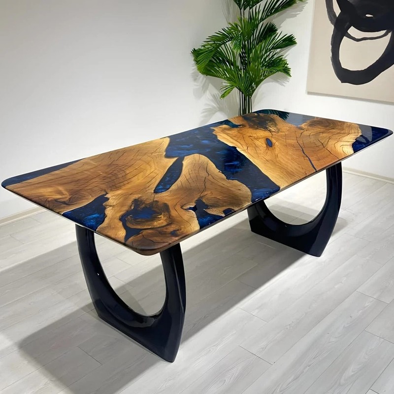 Walnut Epoxy River Table Top 60x36 Live Edge Resin Dining Custom gallery