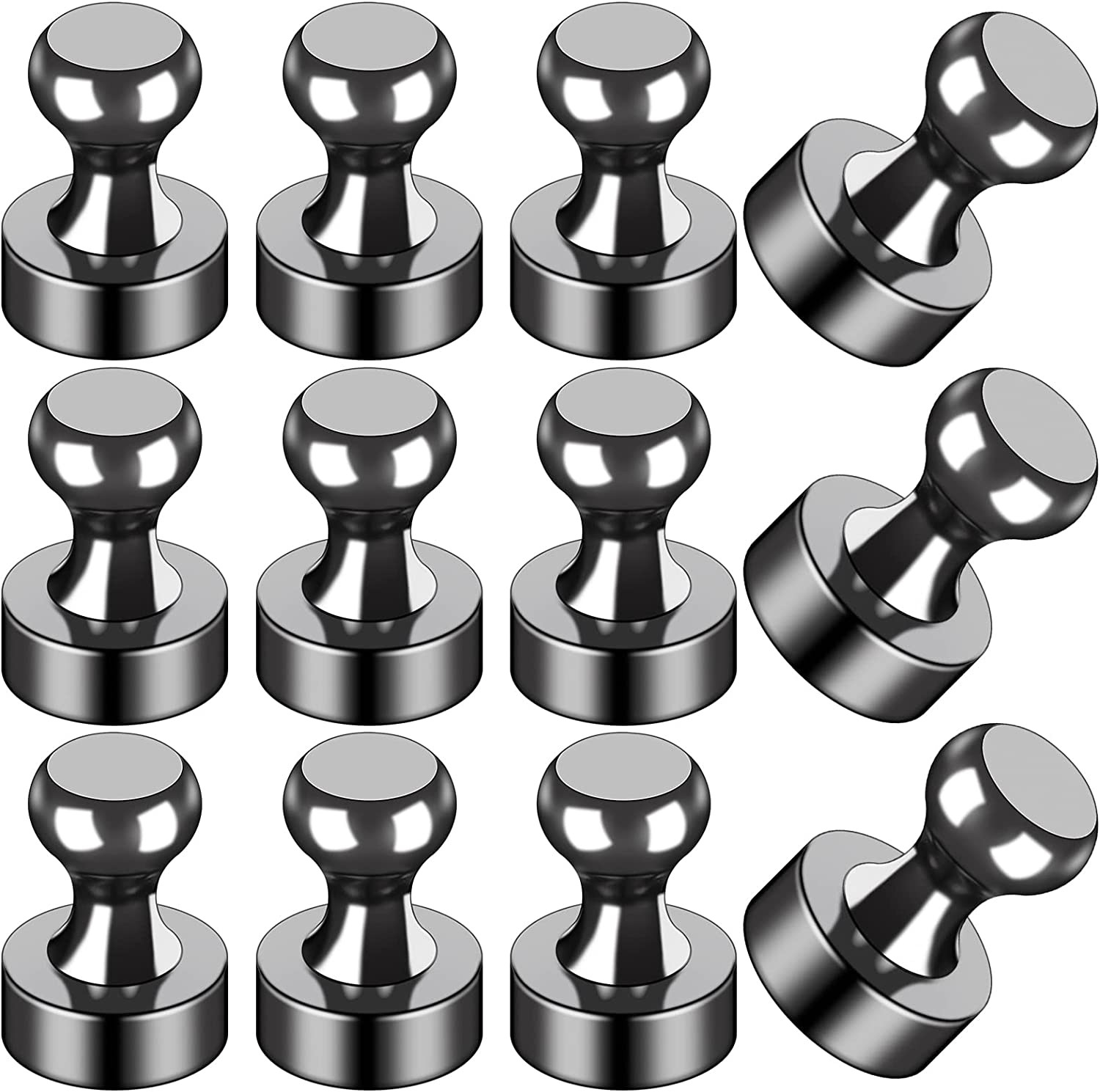 12Pcs Small Strong Black Fridge Magnets - Whiteboard, Office, Classroom, Kitchen gallery