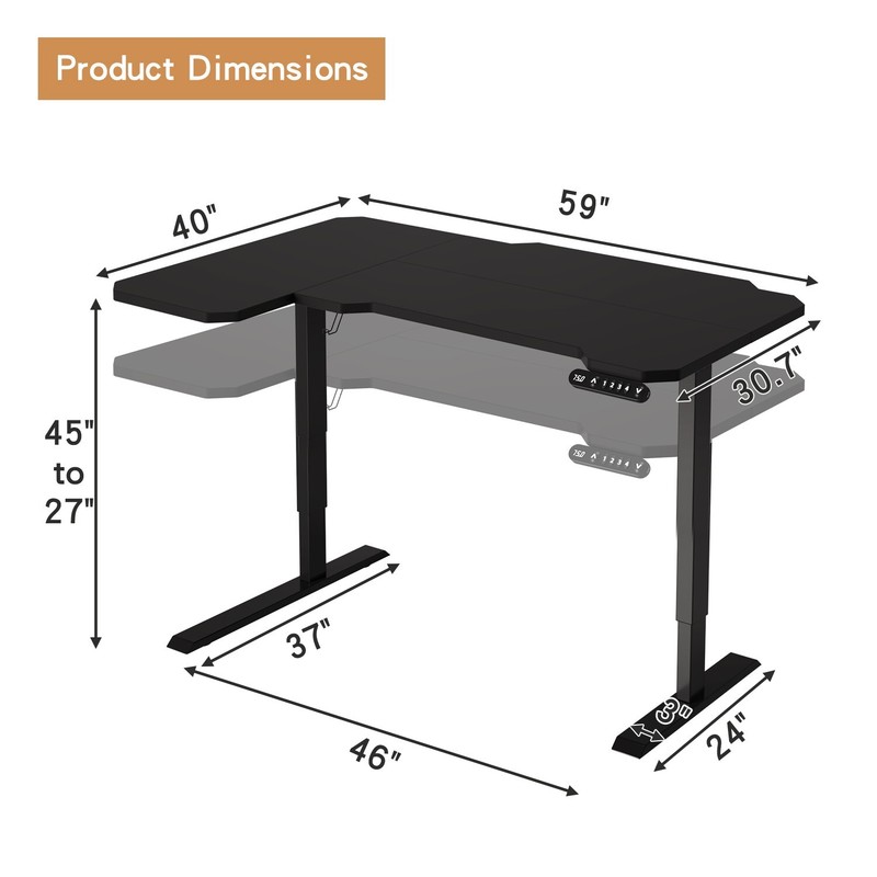 Modernchamp 59“ L-Shaped Electric Standing Desk Height Adjustable Lifting Table gallery