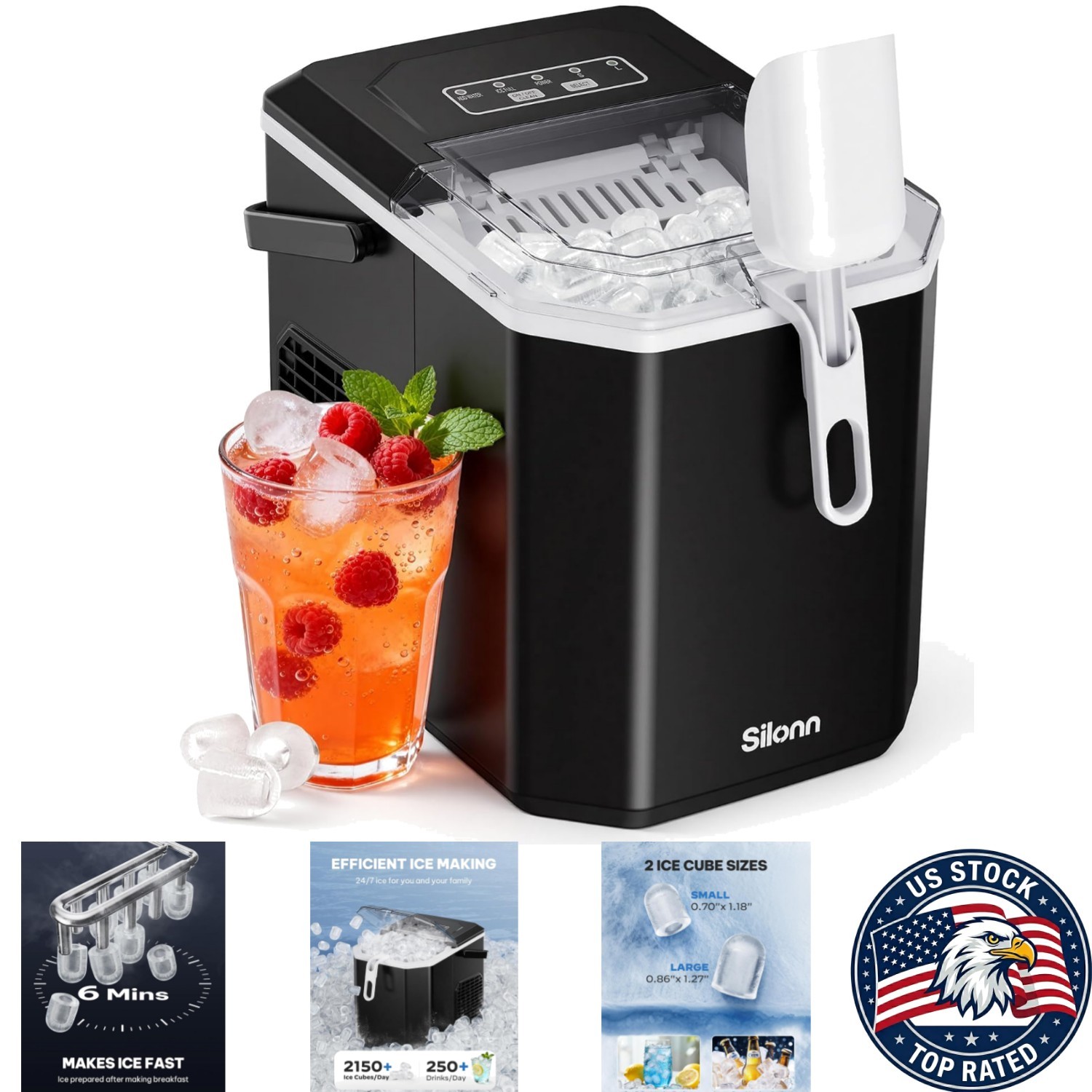 Compact 26lbs Countertop Ice Maker - 9 Cubes in 6 Mins, Ideal for Home & RV gallery