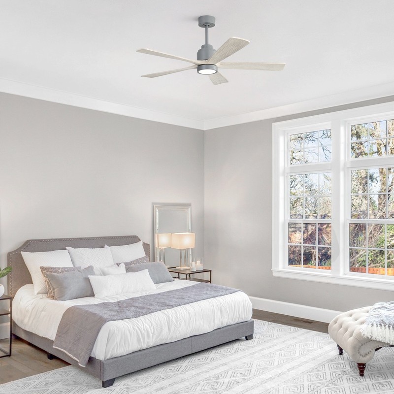 52in Solid Wood Ceiling Fan with Light and Remote Control Quiet Reversible Motor gallery