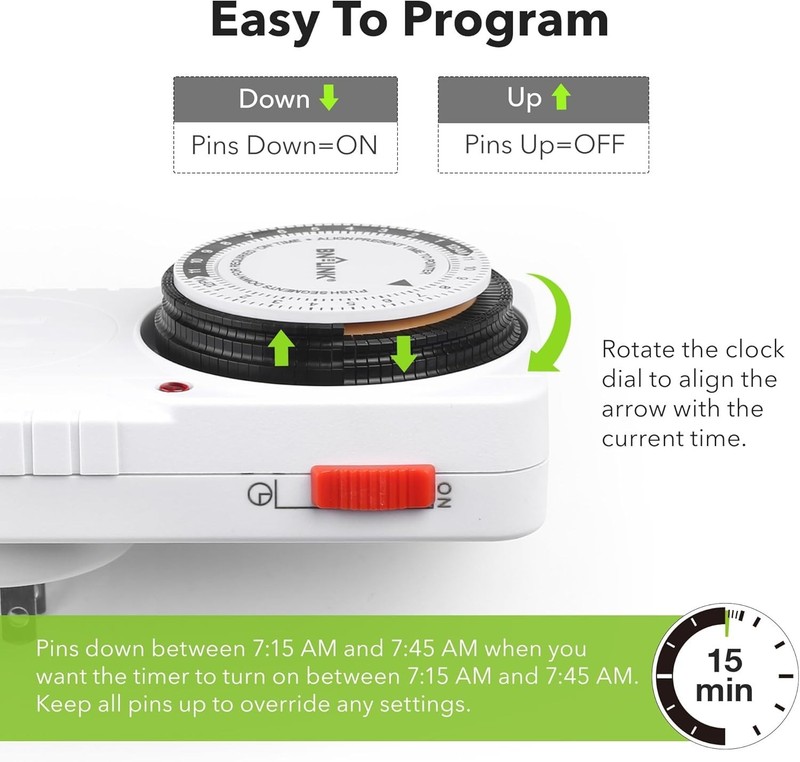 Compact 24-Hour Timer with 48 Settings - Ideal for Hydroponics & Indoor Lighting gallery