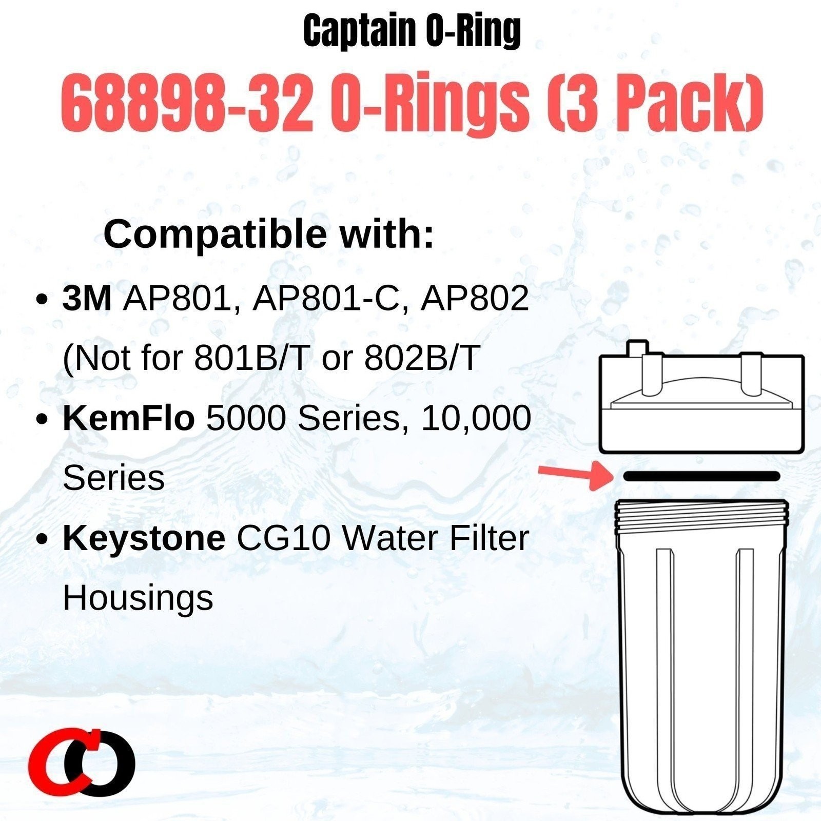 3M 68898-32 O-Rings for AP801/AP801-C/AP802, KemFlo 5000/10,000 Filter (3 Pack) gallery