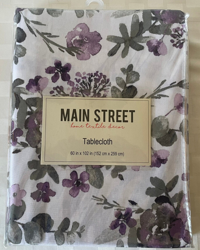 KOHLS Main Street Dining Set TABLECLOTH ~ PLACEMATS ~ NAPKINS Purple Gray Floral gallery