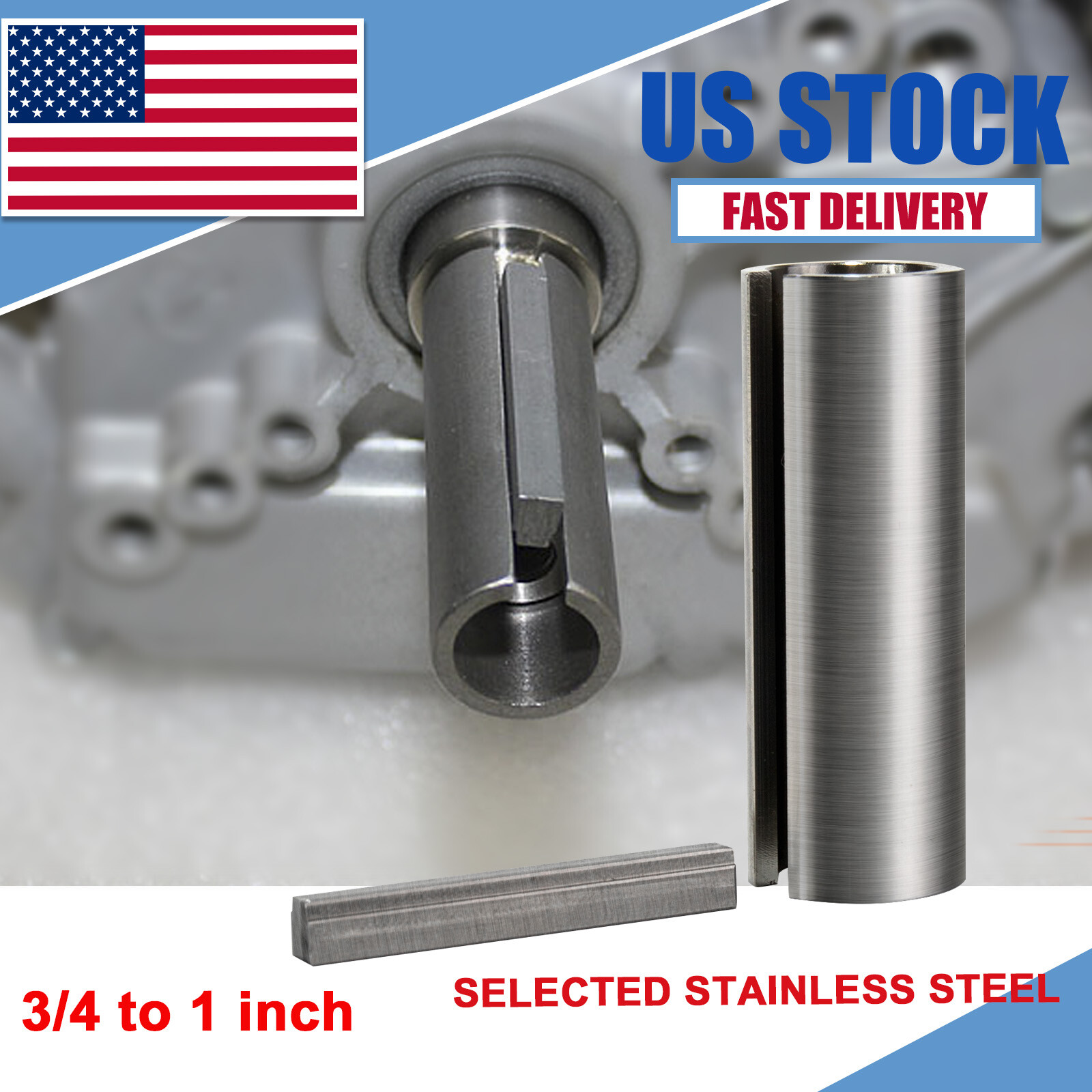 3/4 in to 1in w/Step Key Gas Engine Pulley Crank Shaft Sleeve Adapter Predator gallery