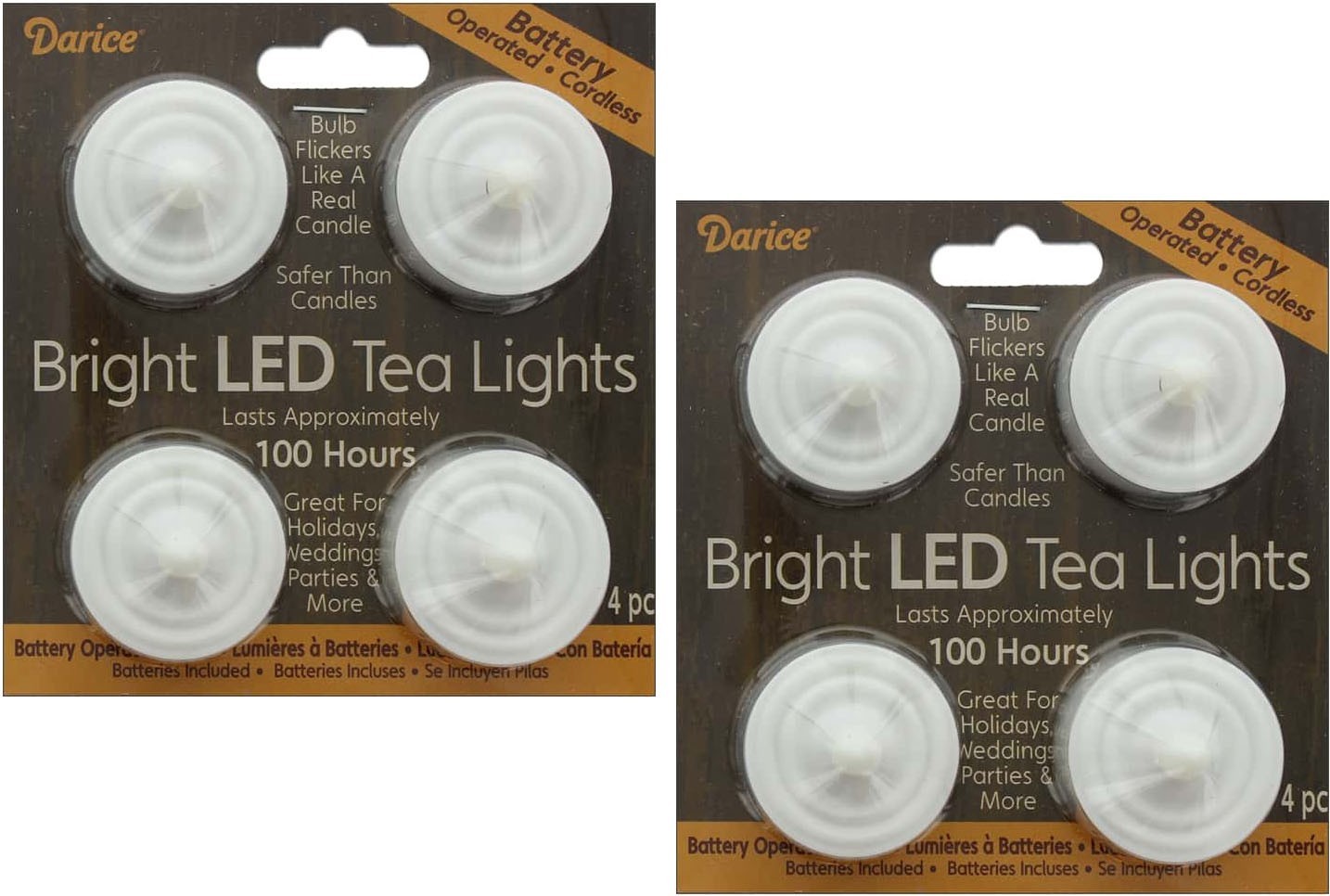8 Darice Bright LED Tea Lights - 100 hours (2 pkgs of 4) -- FREE SHIPPING gallery