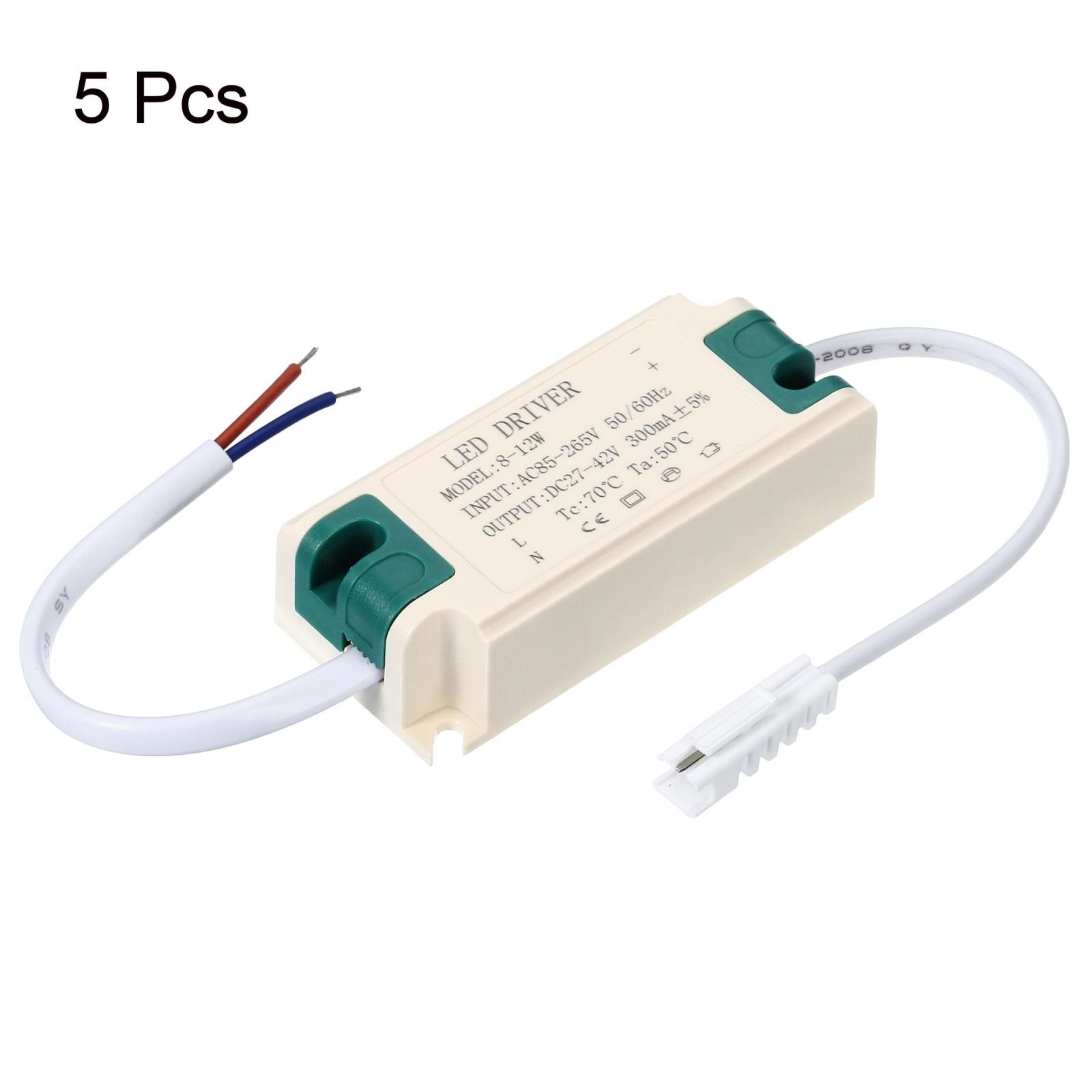 5pcs 8-12W 300mA LED Driver AC 85-265V Output 27-42V DC Male Connector gallery