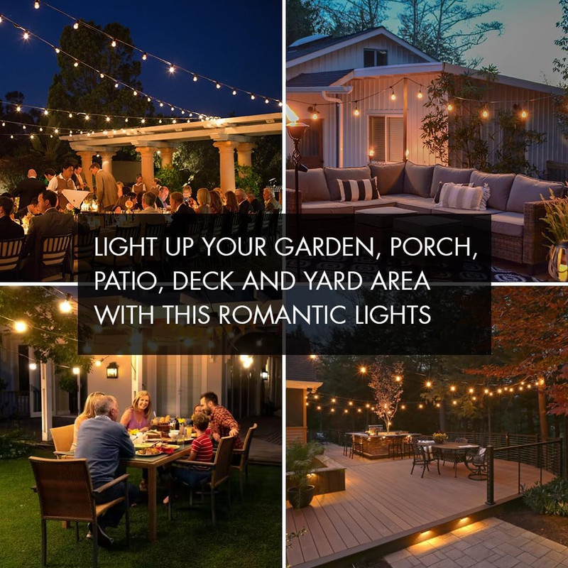 48FT LED Outdoor String Light, Connectable for Patio, Backyard, Garden, Party gallery