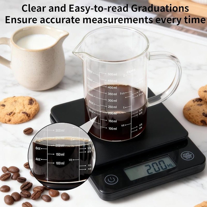 Versatile 500ml Glass Measuring Cup with Accurate Acid-Resistant Scale gallery