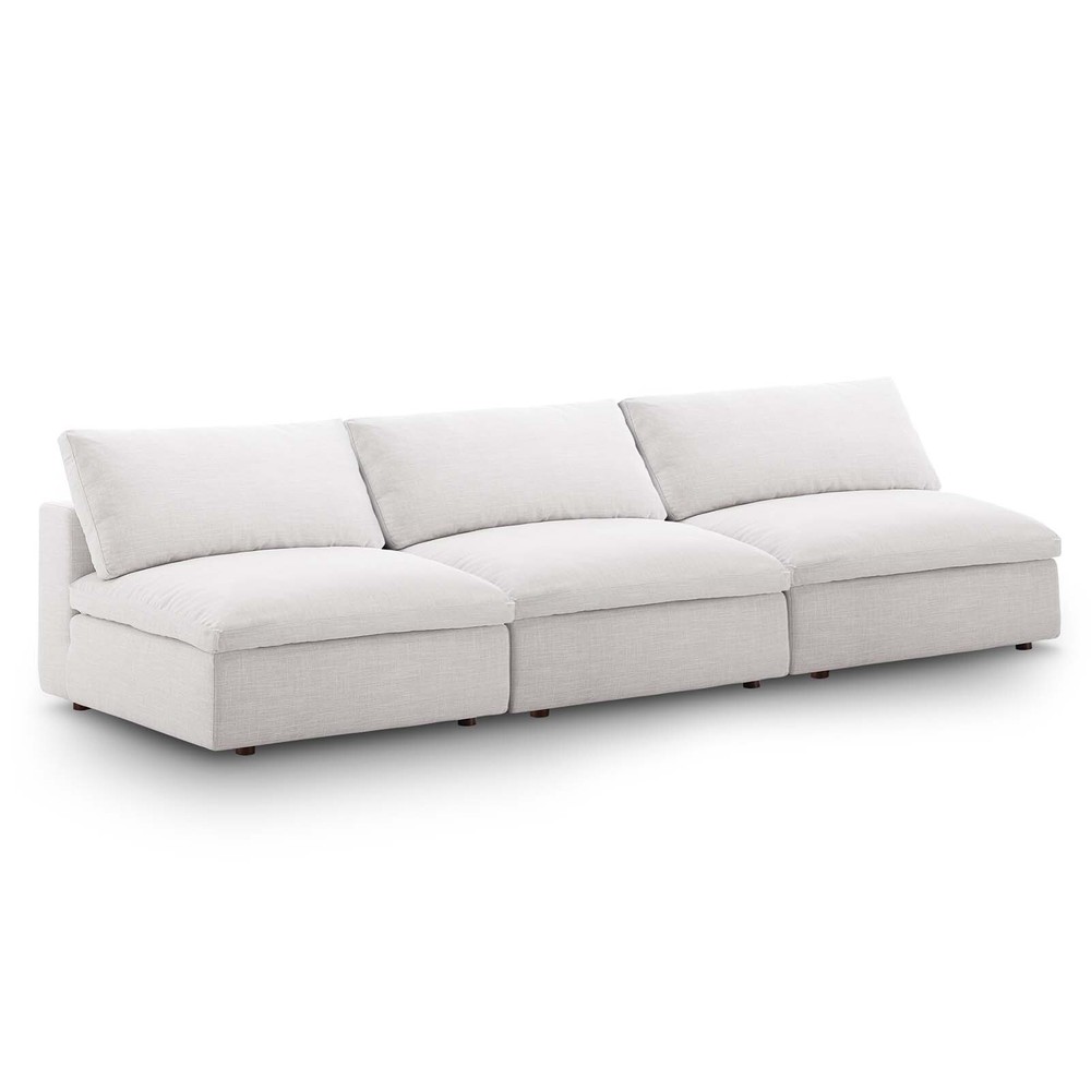 Modway Commix Down Filled Overstuffed 3-Piece Armless Sectional Sofa in Beige