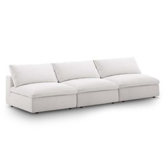 Modway Commix Down Filled Overstuffed 3-Piece Armless Sectional Sofa in Beige