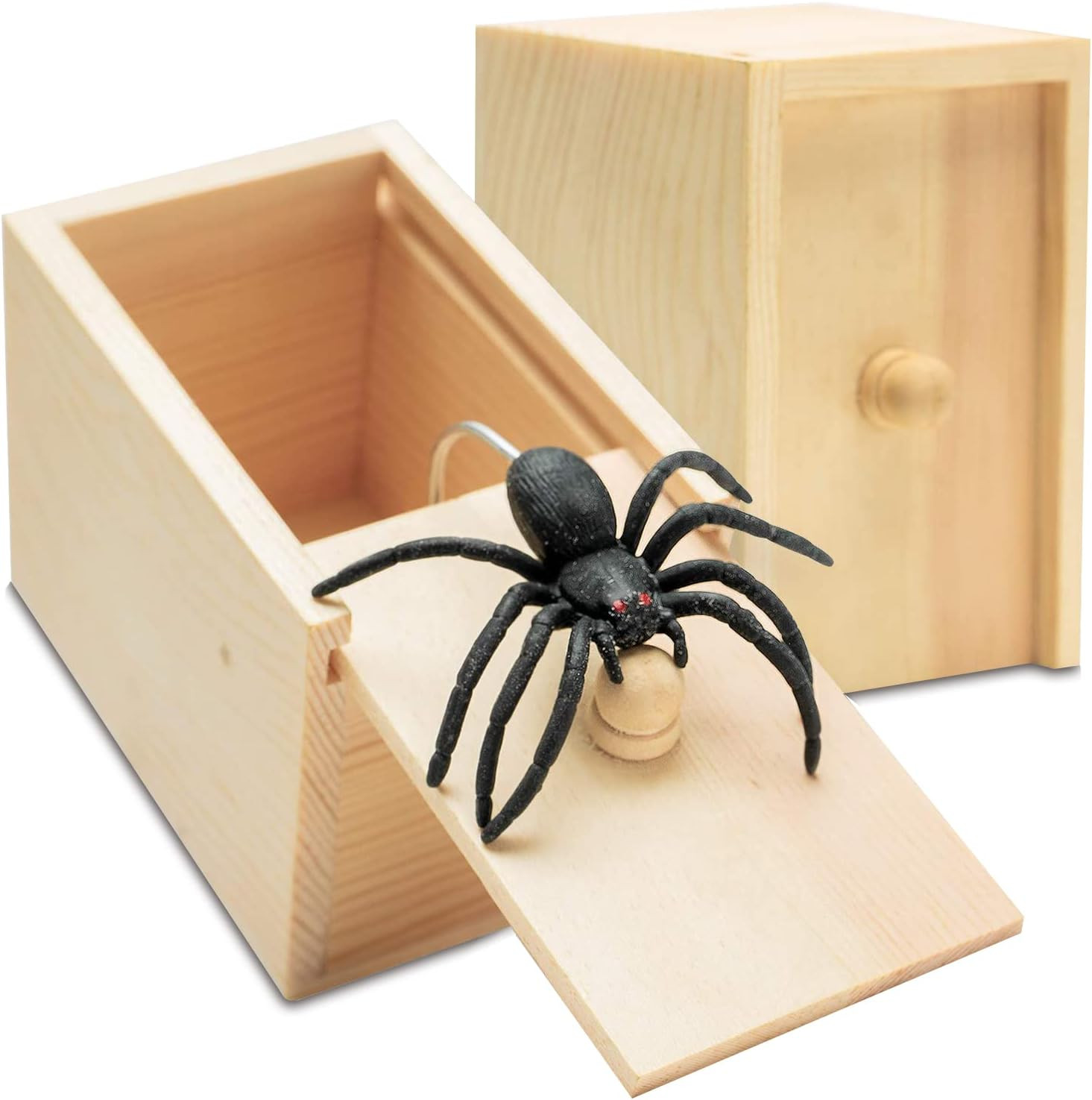 Fake Spider in a Box Prank Gift for Adults Kids,Handmade Wooden Pop Out Scare Su gallery