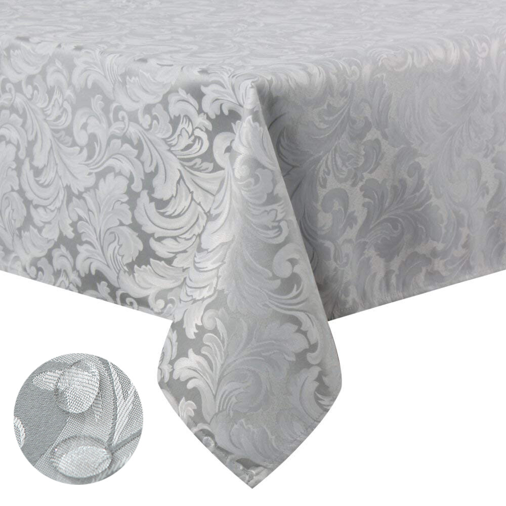 Tektrum 70"X70" Square Damask Tablecloth-Waterproof/Spill Proof -Grey