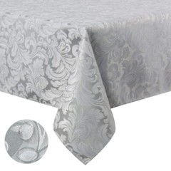 Tektrum 70″X70″ Square Damask Tablecloth-Waterproof/Spill Proof -Grey