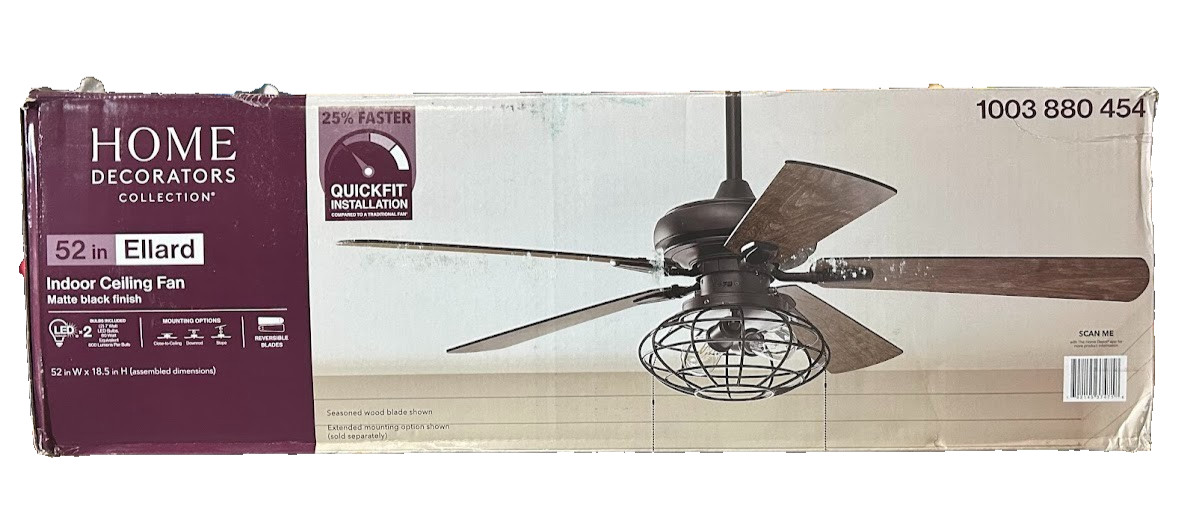 Home Decorators Collection Ellard 52 in. LED Matte Black Ceiling Fan with Light gallery