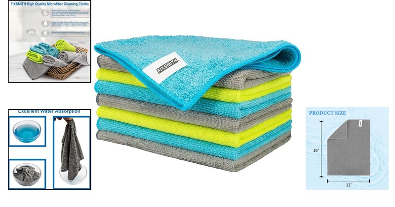 Multi-Functional Lint-Free Microfiber Cleaning Towels - 8 Soft Rags, 12x16 in gallery