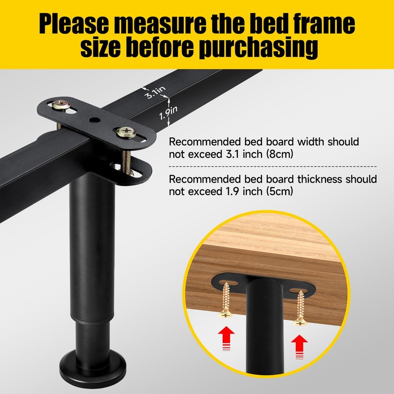 Adjustable Height Bed Frame Replacement Legs with 4Pcs 5.1 in-8.6 in, Black gallery