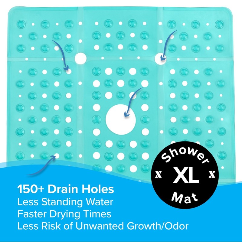 65% MORE COVERAGE! SlipX Solutions Aqua Extra Large Shower Mat (27") gallery