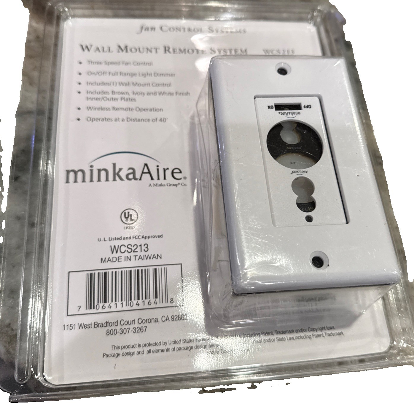 MinkaAire WCS213 Wall-Mount Ceiling Fan Wall Control - Brand New gallery
