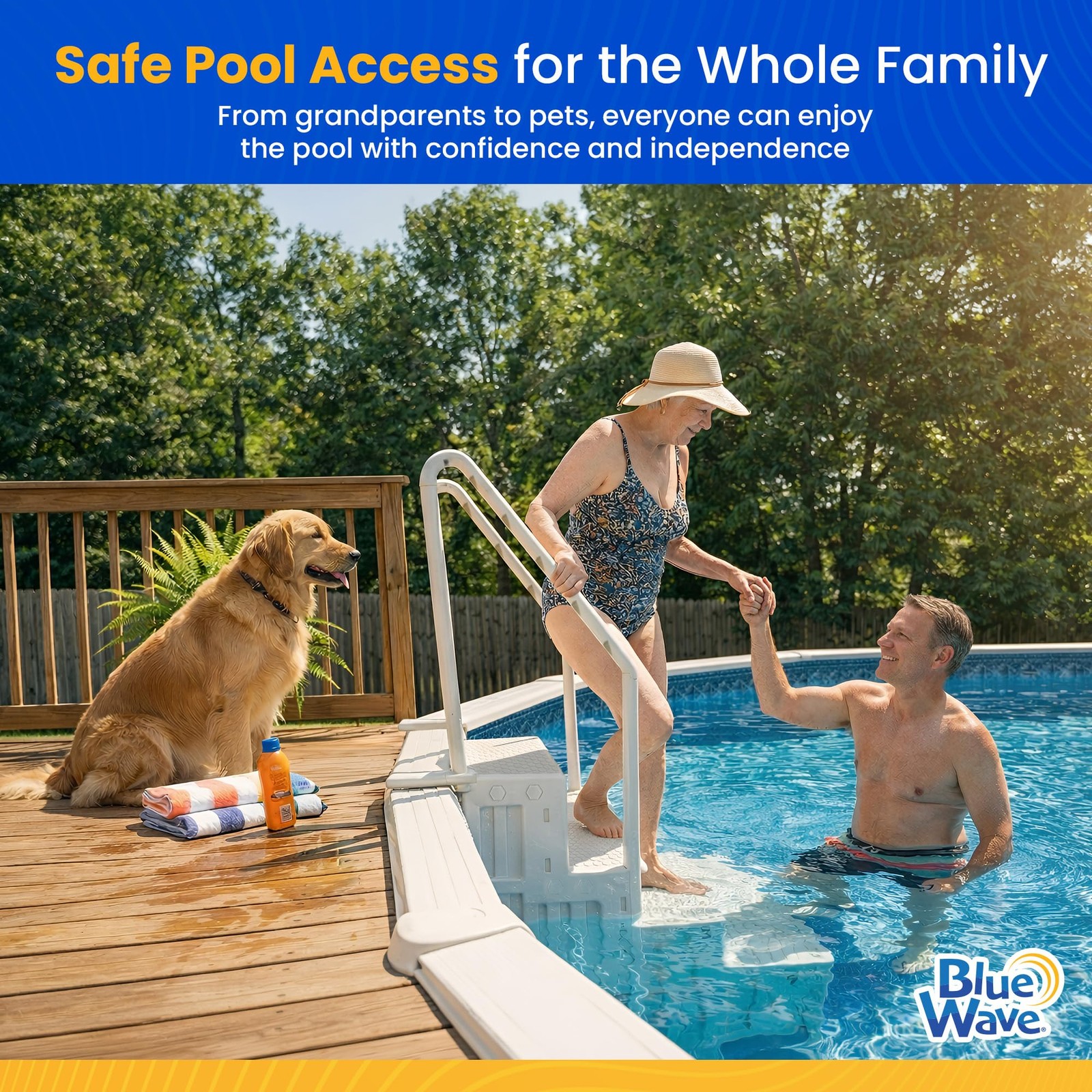Pool Ladder 48-54 In Above Ground Anti Slip 350 lb White Blue Wave Easy Steps gallery