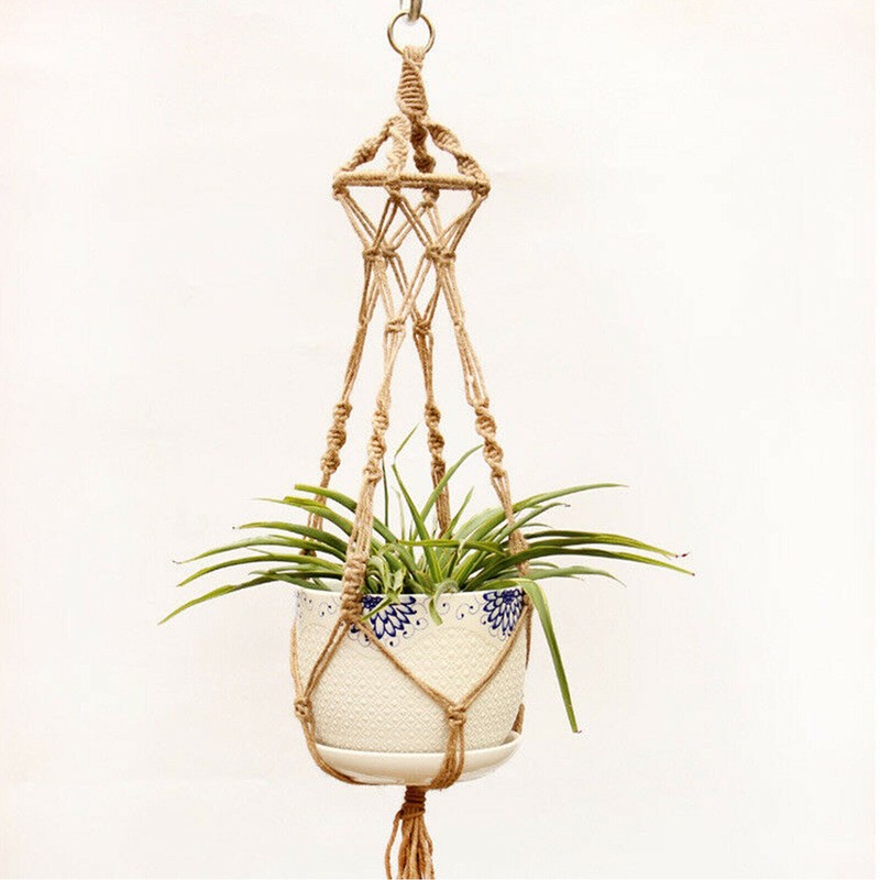 Large Pot Holder Macrame Plant Hanger Hemp Rope Braided Hanging Planter Basket gallery