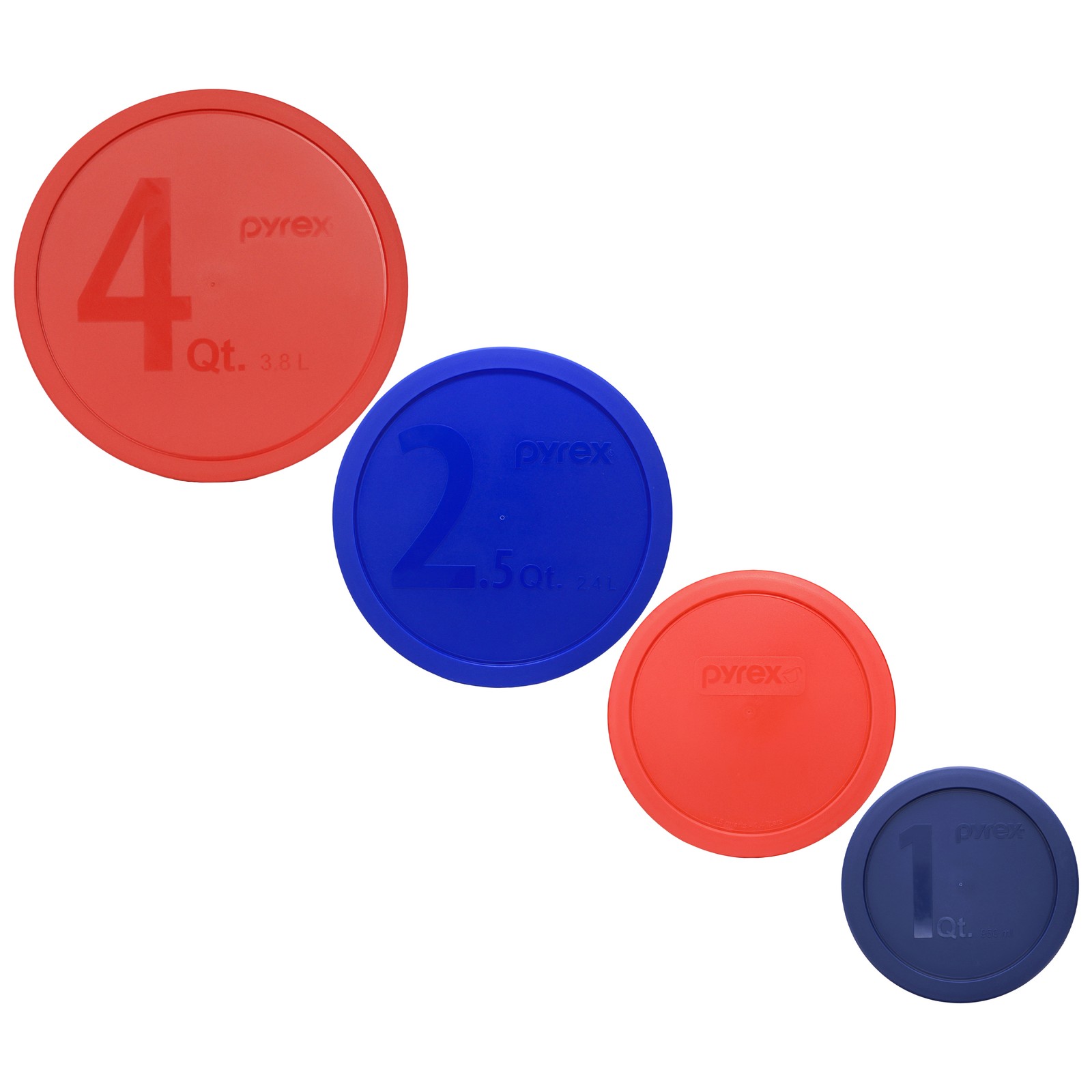 Pyrex 322-PC Blue, 323-PC Red, 325-PC Cadet Blue, & 326-PC Red Lids gallery