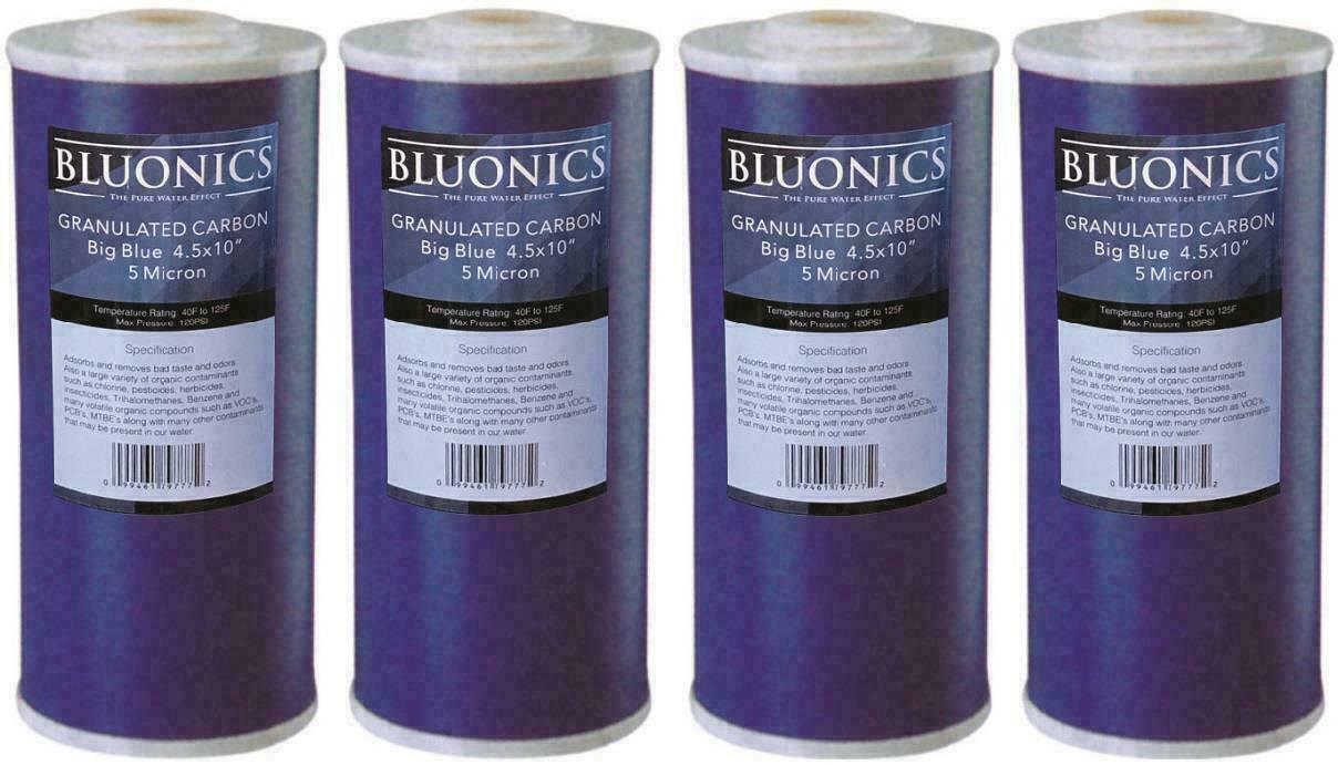 Bluonics 4 (GAC) Granular Activated Carbon Water Filters 4.5" x 10" Cardridges gallery