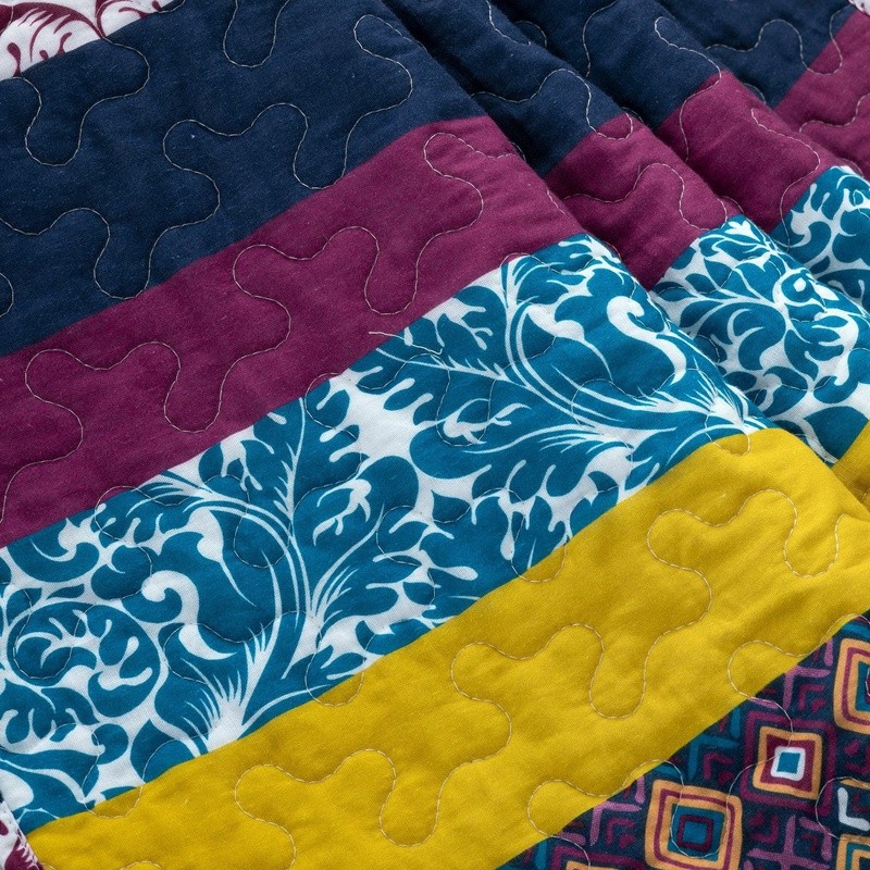 Boho Stripe Reversible Throw Blanket Soft Cotton Floral Geometric Cozy 60 x 50 gallery
