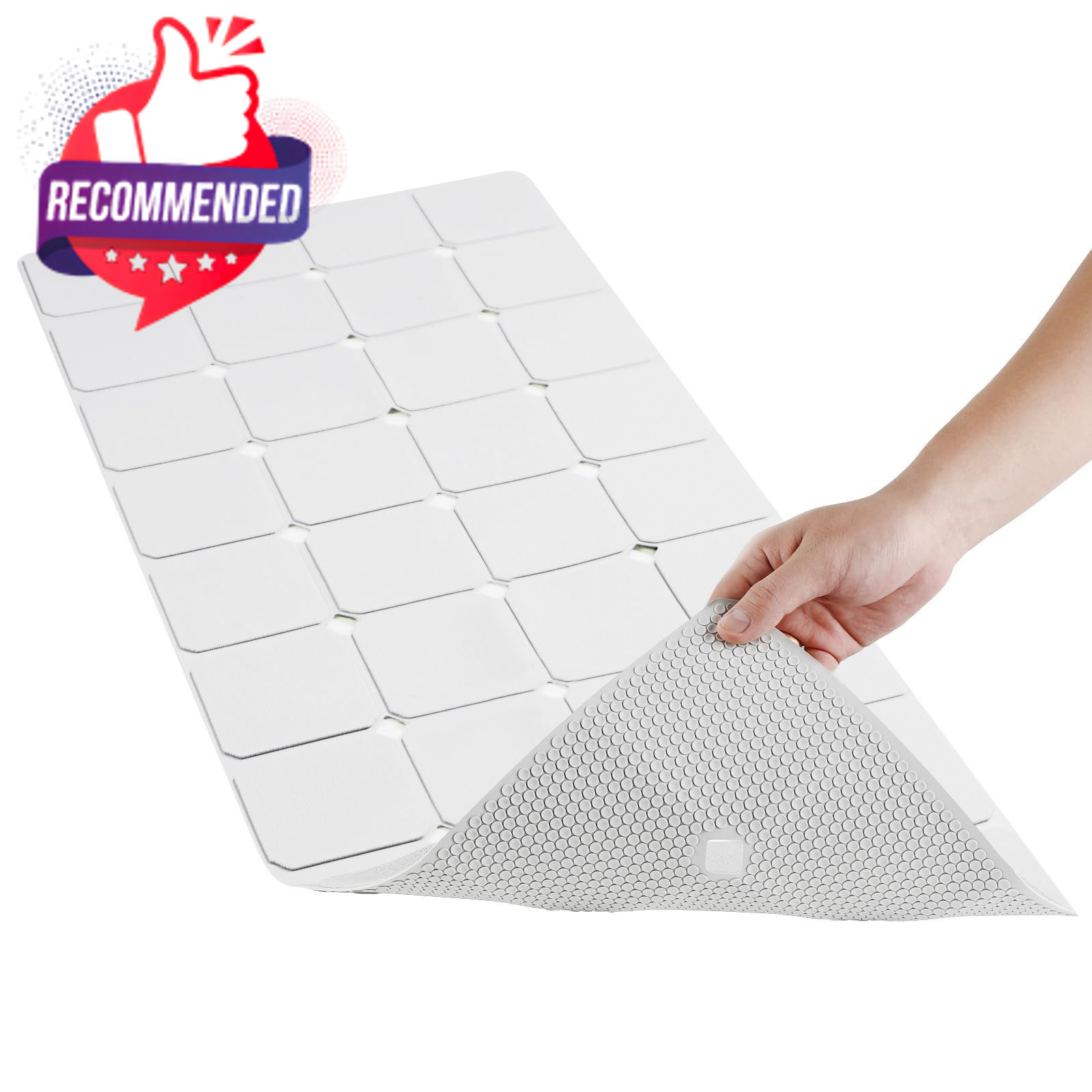 EXTRA LONG NON-SLIP SILICONE BATHTUB MAT 40" x 16" RECTANGULAR SHOWER PAD WHITE gallery