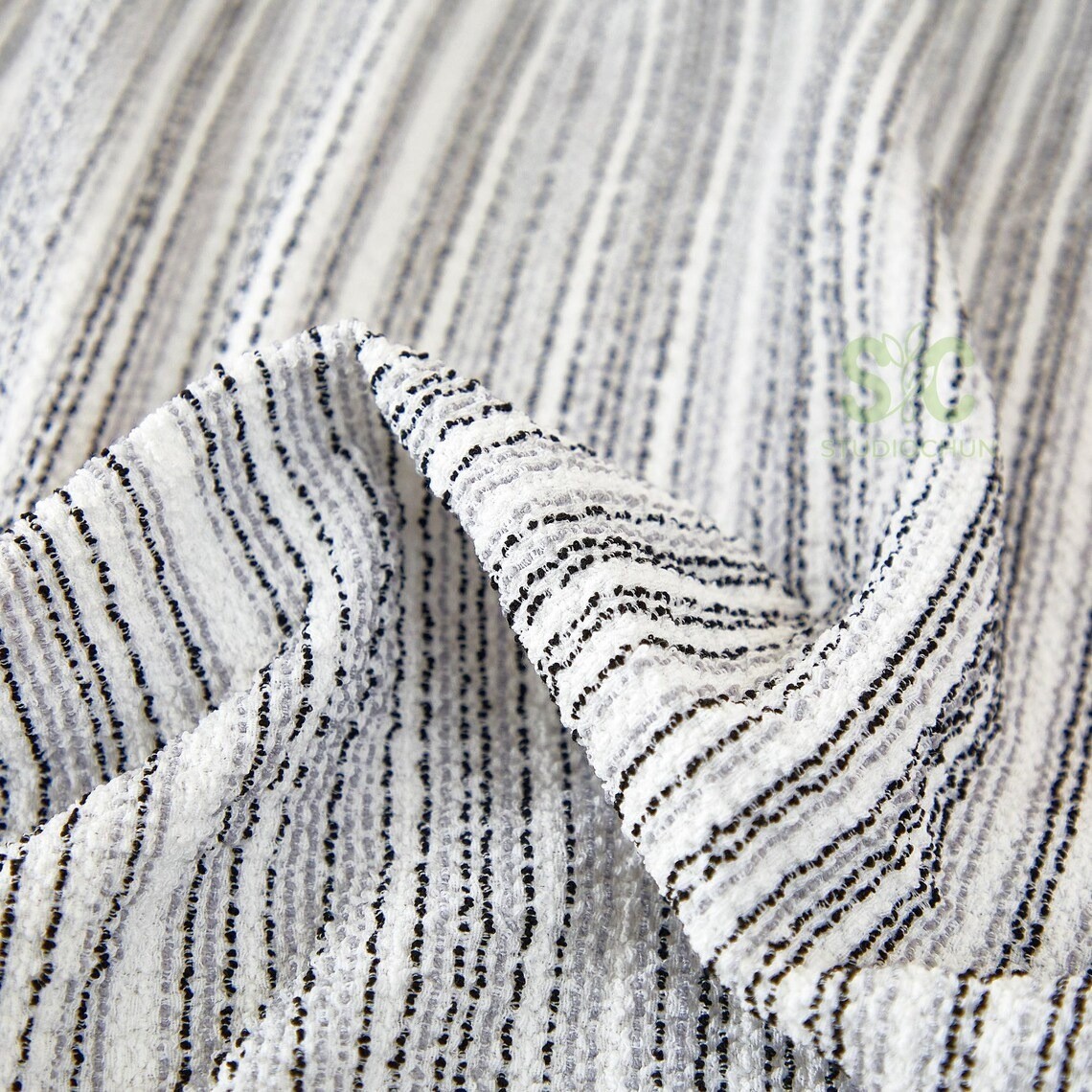 Striped Chenille Sofa Cover, Stretch L Shaped Couch Slipcover Gray XXXL gallery