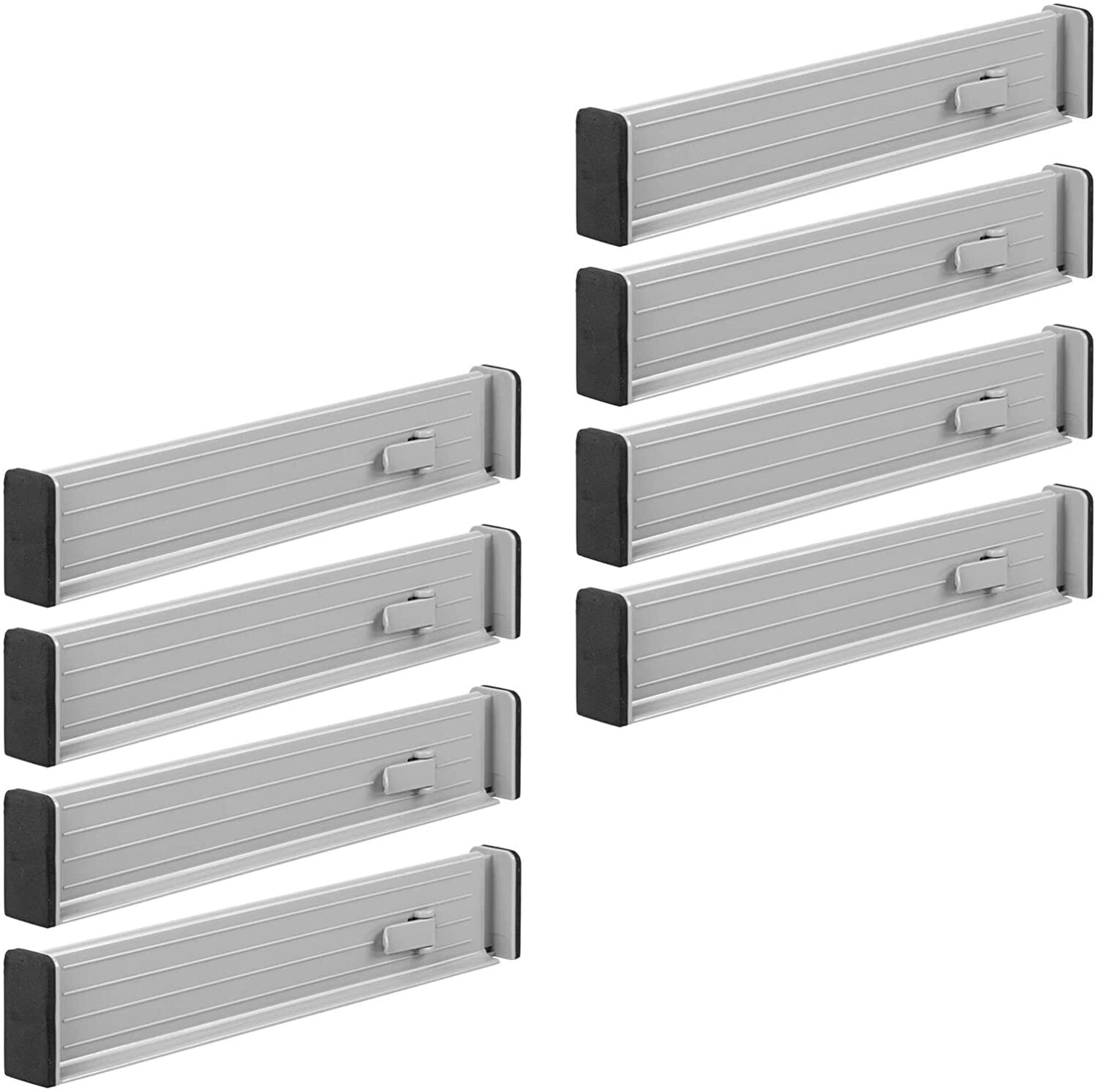 mDesign Expandable Dresser Drawer Divider, Foam Ends - 8 Pack - Gray/Black gallery