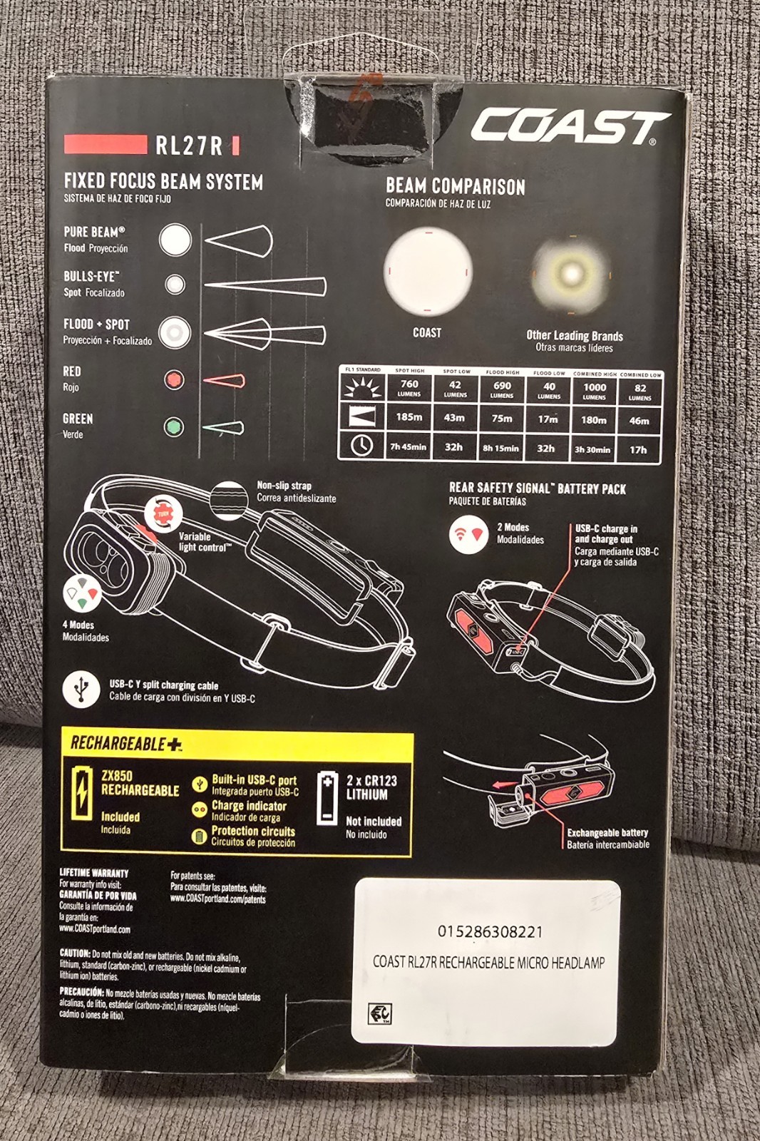 COAST RL27R Rechargeable Plus Rear Loading 1000 Tri-Color LED Headlamp 8221 NEW gallery