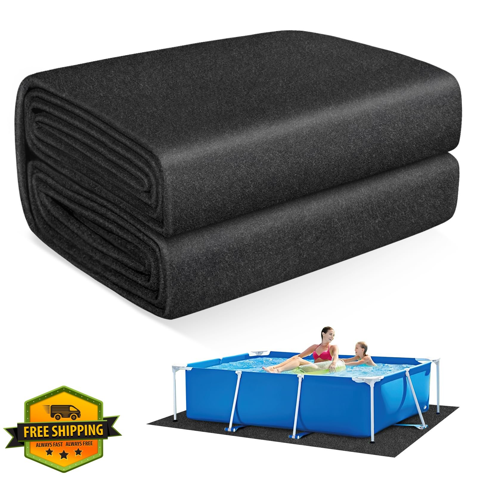 Pool Liner Pad 24'x12', Under Pool Mat for Above Ground Pools, Puncture Prevent gallery